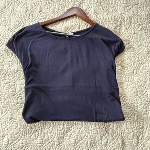 Anthropologie Sleep Till Noon Navy Short Sleeve Tunic Top
